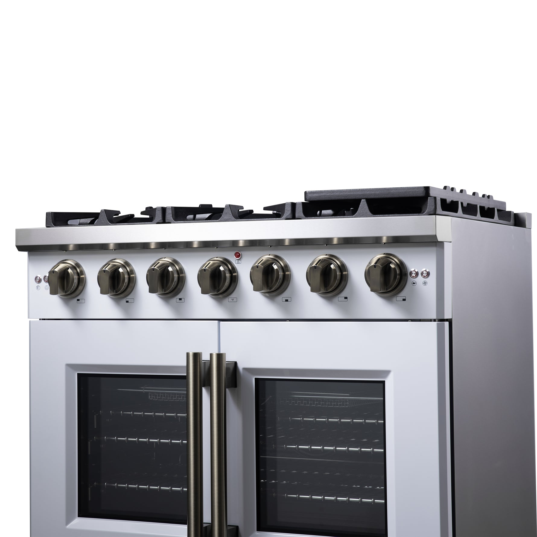 Forno Capriasca 36-Inch White Freestanding French Door Gas Range, 6 Burners, Convection Oven, Energy Efficient - BonPrix Électroménagers