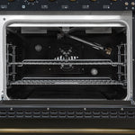 Forno Antico 48-Inch Freestanding Gas Range, Black, Antique Brass Design, 8 Burners, Griddle, Double Ovens, Energy Efficient - BonPrix Électroménagers