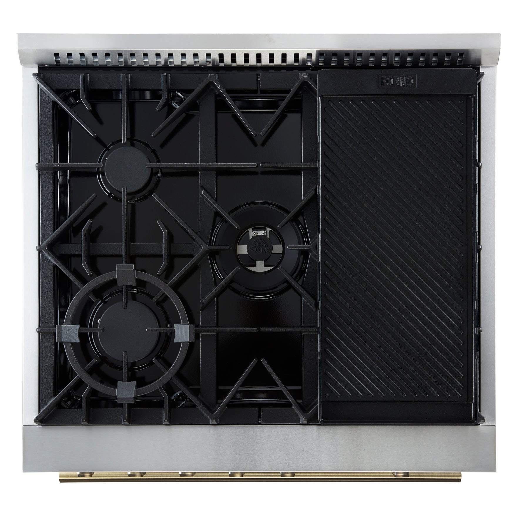 Giovanni 30-inch Gas Range Black & Antique Brass Design, 5 Burners 67,000 BTU, 4.32 cu.ft. Convection Oven - BonPrix Électroménagers