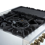 Giovanni 30-inch Gas Range White & Antique Brass Design, 5 Burners 67,000 BTU, 4.32 cu.ft. Convection Oven - BonPrix Électroménagers