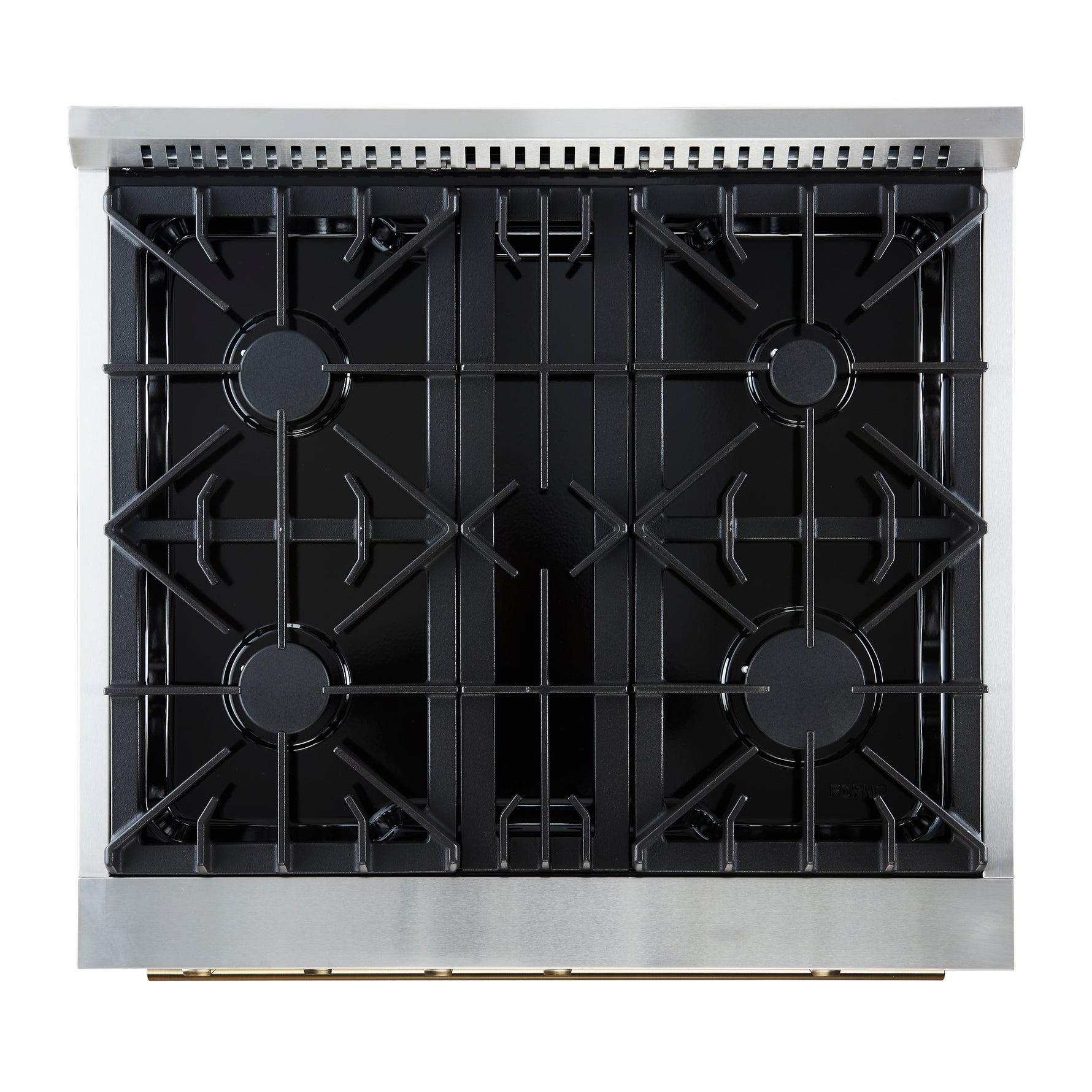 Marco 30-inch Gas Range White & Antique Brass Design, 4 Burners 37,000 BTU, 4.32 cu.ft. Convection Oven - BonPrix Électroménagers