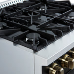 Marco 30-inch Gas Range Black & Antique Brass Design, 4 Burners 37,000 BTU, 4.32 cu.ft. Convection Oven - BonPrix Électroménagers