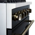 Marco 30-inch Gas Range Black & Antique Brass Design, 4 Burners 37,000 BTU, 4.32 cu.ft. Convection Oven - BonPrix Électroménagers