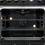 Marco 30-inch Gas Range Black & Antique Brass Design, 4 Burners 37,000 BTU, 4.32 cu.ft. Convection Oven - BonPrix Électroménagers