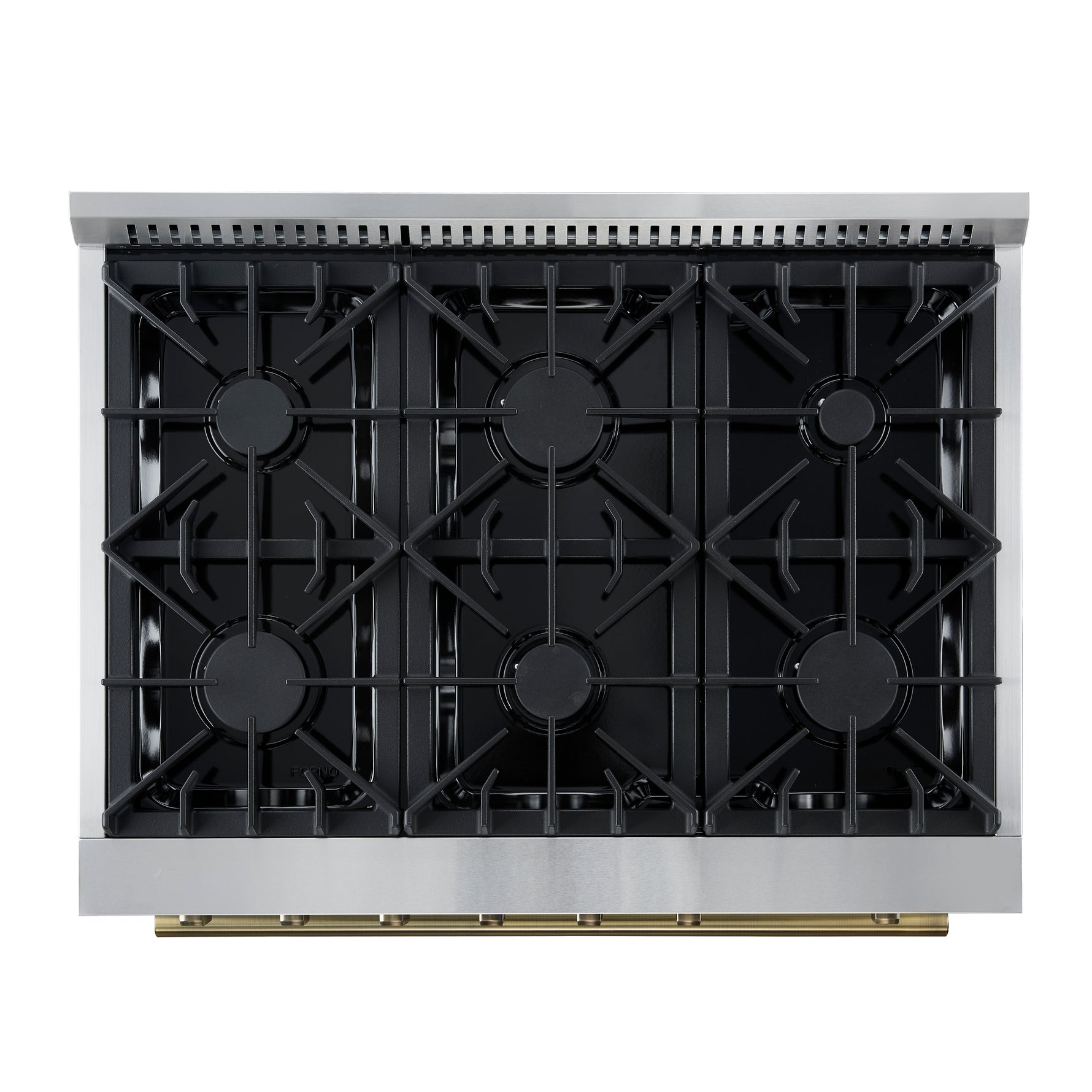 Marco 36-Inch Gas Range Black & Antique Brass Design, 6 Burners 67,000 BTU, 5.36 cu.ft. Convection Oven - BonPrix Électroménagers