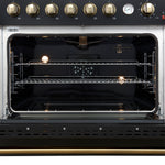 Marco 36-Inch Gas Range Black & Antique Brass Design, 6 Burners 67,000 BTU, 5.36 cu.ft. Convection Oven - BonPrix Électroménagers