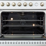 Marco 36-Inch Gas Range White & Antique Brass Design, 6 Burners 67,000 BTU, 5.36 cu.ft. Convection Oven - BonPrix Électroménagers