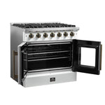 Forno Galiano 36-inch French Door Gas Range White and Antique Brass Design, 6 Sealed Burners 83,000 BTU, 5.36 cu.ft. Convection Oven - BonPrix Électroménagers