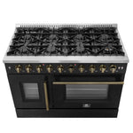 Forno Galiano 48" Freestanding French Door Gas Range in Black - BonPrix Électroménagers