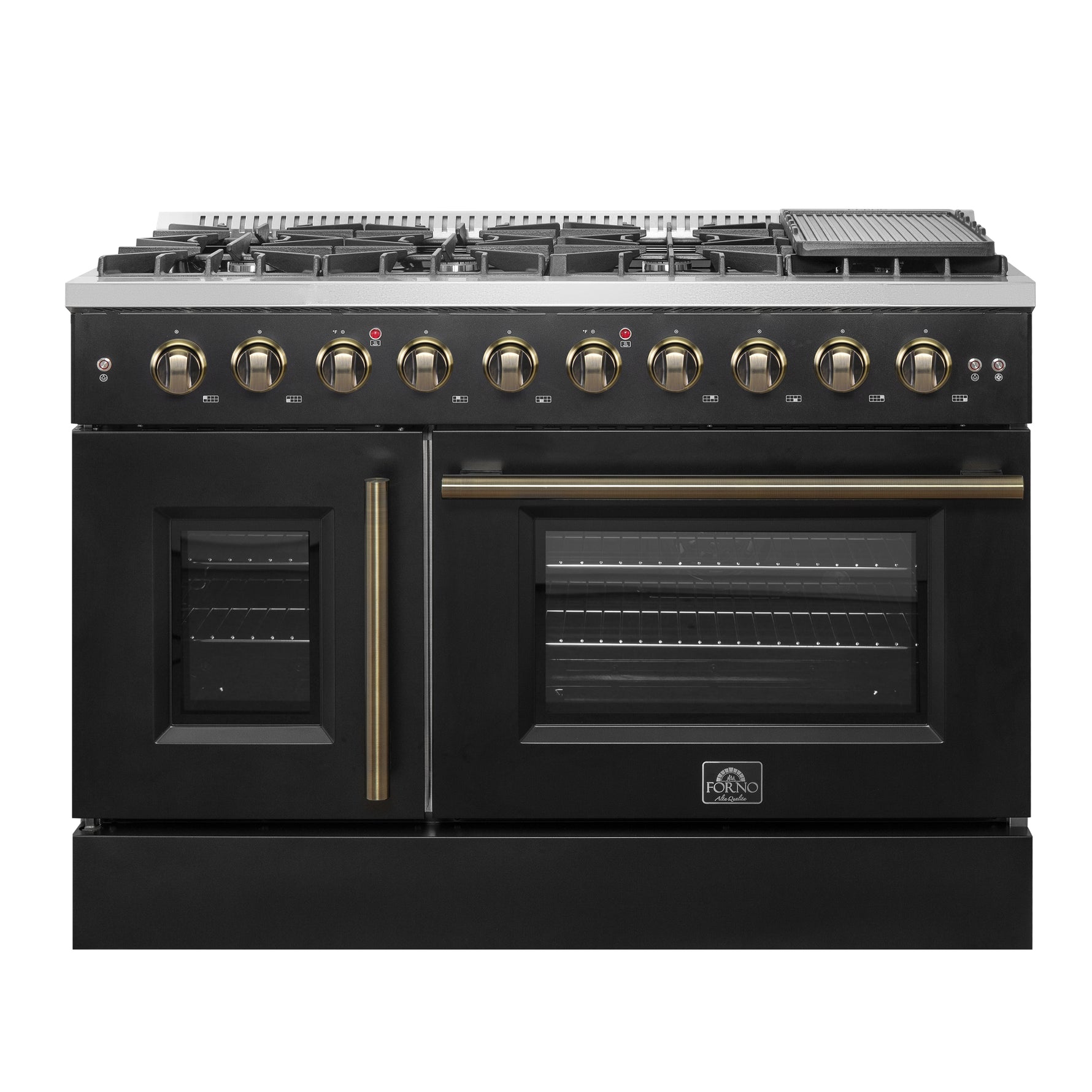 Forno Galiano 48" Freestanding French Door Gas Range in Black - BonPrix Électroménagers