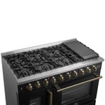 Forno Galiano 48" Freestanding French Door Gas Range in Black - BonPrix Électroménagers