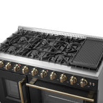 Forno Galiano 48" Freestanding French Door Gas Range in Black - BonPrix Électroménagers