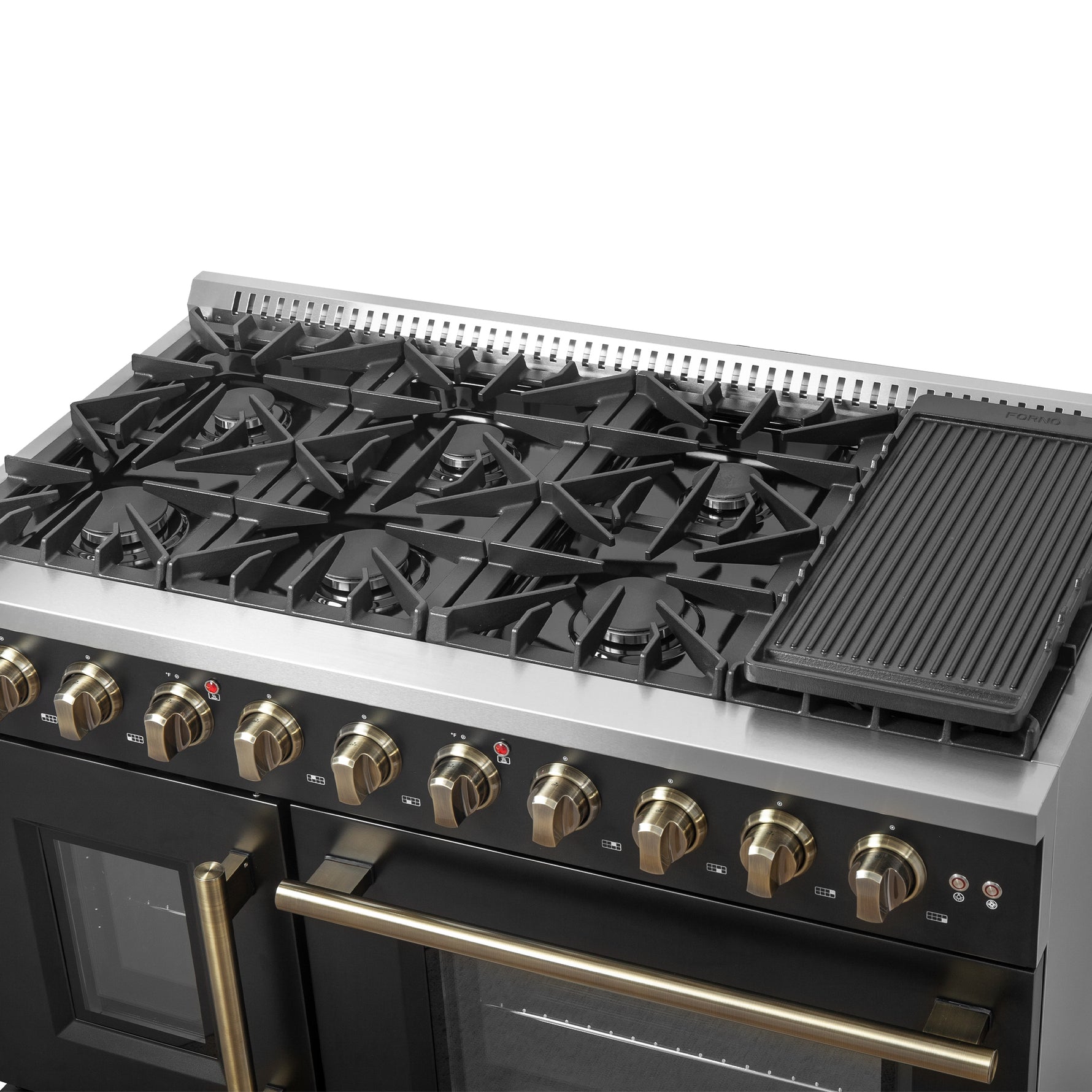 Forno Galiano 48" Freestanding French Door Gas Range in Black - BonPrix Électroménagers