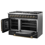 Forno Galiano 48" Freestanding French Door Gas Range in Black - BonPrix Électroménagers