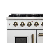 Forno Galiano 48-Inch Freestanding French Door Gas Range, White & Antique Brass - BonPrix Électroménagers