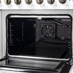 Forno Galiano 48-Inch Freestanding French Door Gas Range, White & Antique Brass - BonPrix Électroménagers