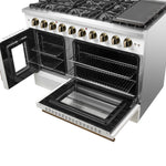 Forno Galiano 48-Inch Freestanding French Door Gas Range, White & Antique Brass - BonPrix Électroménagers