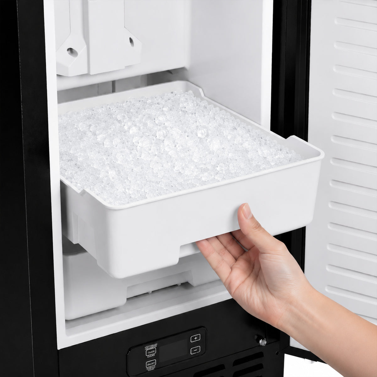 Cristallo 15 Inch Freestanding/Undercounter Ice maker, 66.1 lbs Chewable nugget, 8 kg / 17.6 lbs of ice storage, Black