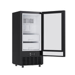 Cristallo 15 Inch Freestanding/Undercounter Ice maker, 66.1 lbs Chewable nugget, 8 kg / 17.6 lbs of ice storage, Black