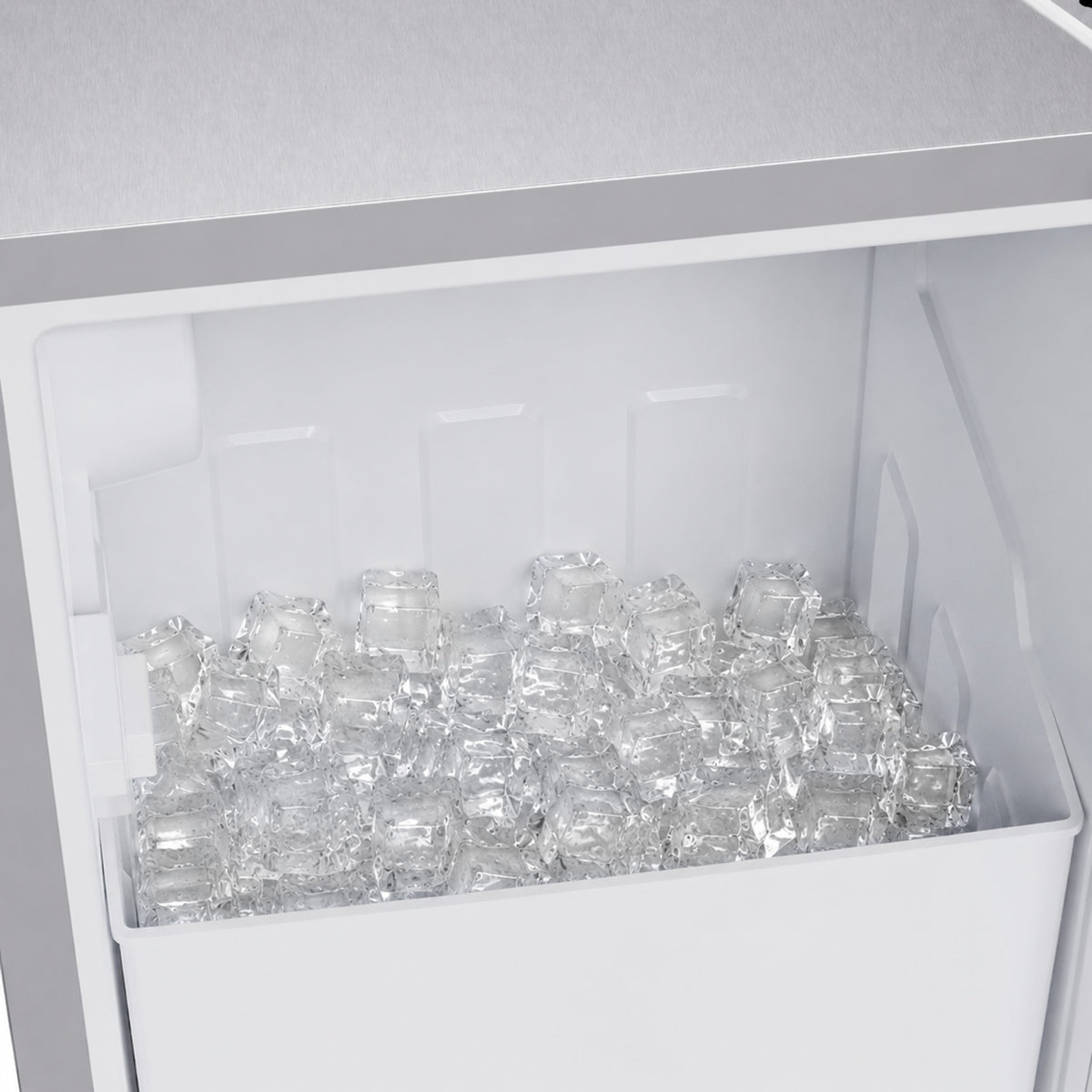 Cristallo 15 Inch Freestanding/Undercounter Ice maker, 79.4 lbs Cubed Ice daily, 12 kg / 26.5 lbs ice bin, Stainless steel