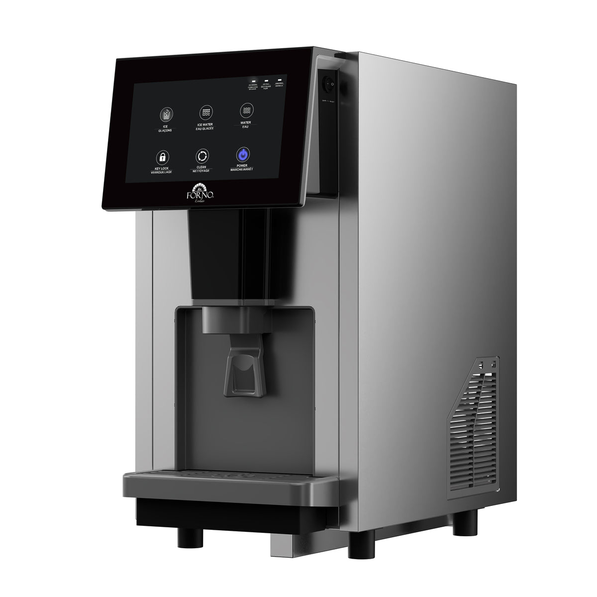 Fresco 14 Inch Countertop Ice Maker & Dispenser, 154 lbs Chewable nugget Ice daily, Self-Clean, Touch Controls, Stainless Steel - BonPrix Électroménagers