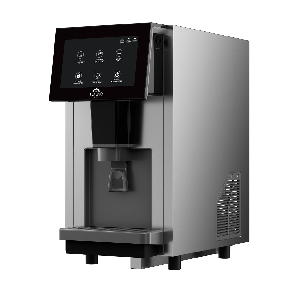 Fresco 14 Inch Countertop Ice Maker & Dispenser, 154 lbs Chewable nugget Ice daily, Self-Clean, Touch Controls, Stainless Steel - BonPrix Électroménagers