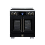 Maximus 30-Inch Induction range, French Door, 4 Cooking Zones, 4.32 cf. Convection Oven, Air Sous Vide, Air Fry Basket, Black