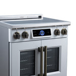Maximus 30-Inch Induction range, French Door, 4 Cooking Zones, 4.32 cf. Convection Oven, Air Sous Vide, Air Fry Basket, White