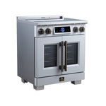 Maximus 30-Inch Induction range, French Door, 4 Cooking Zones, 4.32 cf. Convection Oven, Air Sous Vide, Air Fry Basket, White