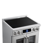 Maximus 30-Inch Induction range, French Door, 4 Cooking Zones, 4.32 cf. Convection Oven, Air Sous Vide, Air Fry Basket, Stainless Steel