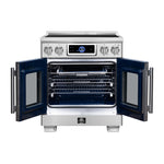 Maximus 30-Inch Induction range, French Door, 4 Cooking Zones, 4.32 cf. Convection Oven, Air Sous Vide, Air Fry Basket, Stainless Steel