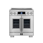 Maximus 30-Inch Induction range, French Door, 4 Cooking Zones, 4.32 cf. Convection Oven, Air Sous Vide, Air Fry Basket, Stainless Steel
