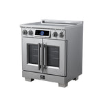 Maximus 30-Inch Induction range, French Door, 4 Cooking Zones, 4.32 cf. Convection Oven, Air Sous Vide, Air Fry Basket, Stainless Steel