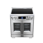 Maximus 30-Inch Induction range, French Door, 4 Cooking Zones, 4.32 cf. Convection Oven, Air Sous Vide, Air Fry Basket, Stainless Steel