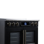 Maximus 36-Inch Induction range, French Door, 5 Cooking Zones, 5.36 cf. Convection Oven, Air Sous Vide, Air Fry Basket, Black