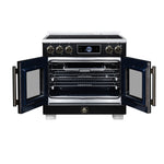 Maximus 36-Inch Induction range, French Door, 5 Cooking Zones, 5.36 cf. Convection Oven, Air Sous Vide, Air Fry Basket, Black