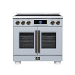 Maximus 36-Inch Induction range, French Door, 5 Cooking Zones, 5.36 cf. Convection Oven, Air Sous Vide, Air Fry Basket, White