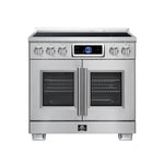 Maximus 36-Inch Induction range, French Door, 5 Cooking Zones, 5.36 cf. Convection Oven, Air Sous Vide, Air Fry Basket, Stainless Steel