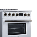 Torino 30 Inch Induction Range, 8,800W cooktop, 4.32 cf. True Convection Oven, Air Fry, Air Sous Vide, Smudge Resistant, White