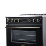 Torino 36 Inch Induction Range, 10,900W cooktop, 5.36 cf. True Convection Oven, Air Fry, Air Sous Vide, Smudge Resistant, Black