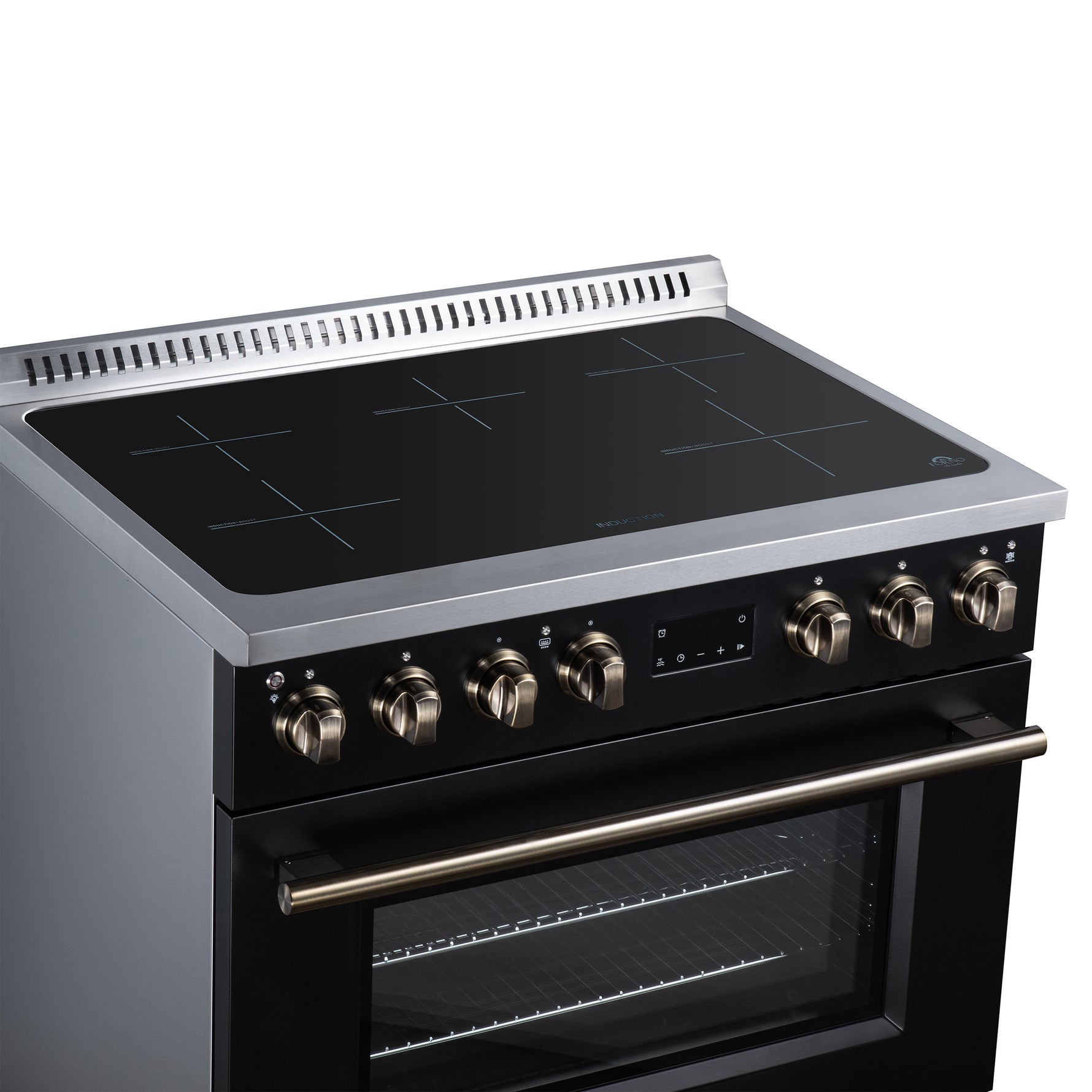 Torino 36 Inch Induction Range, 10,900W cooktop, 5.36 cf. True Convection Oven, Air Fry, Air Sous Vide, Smudge Resistant, Black