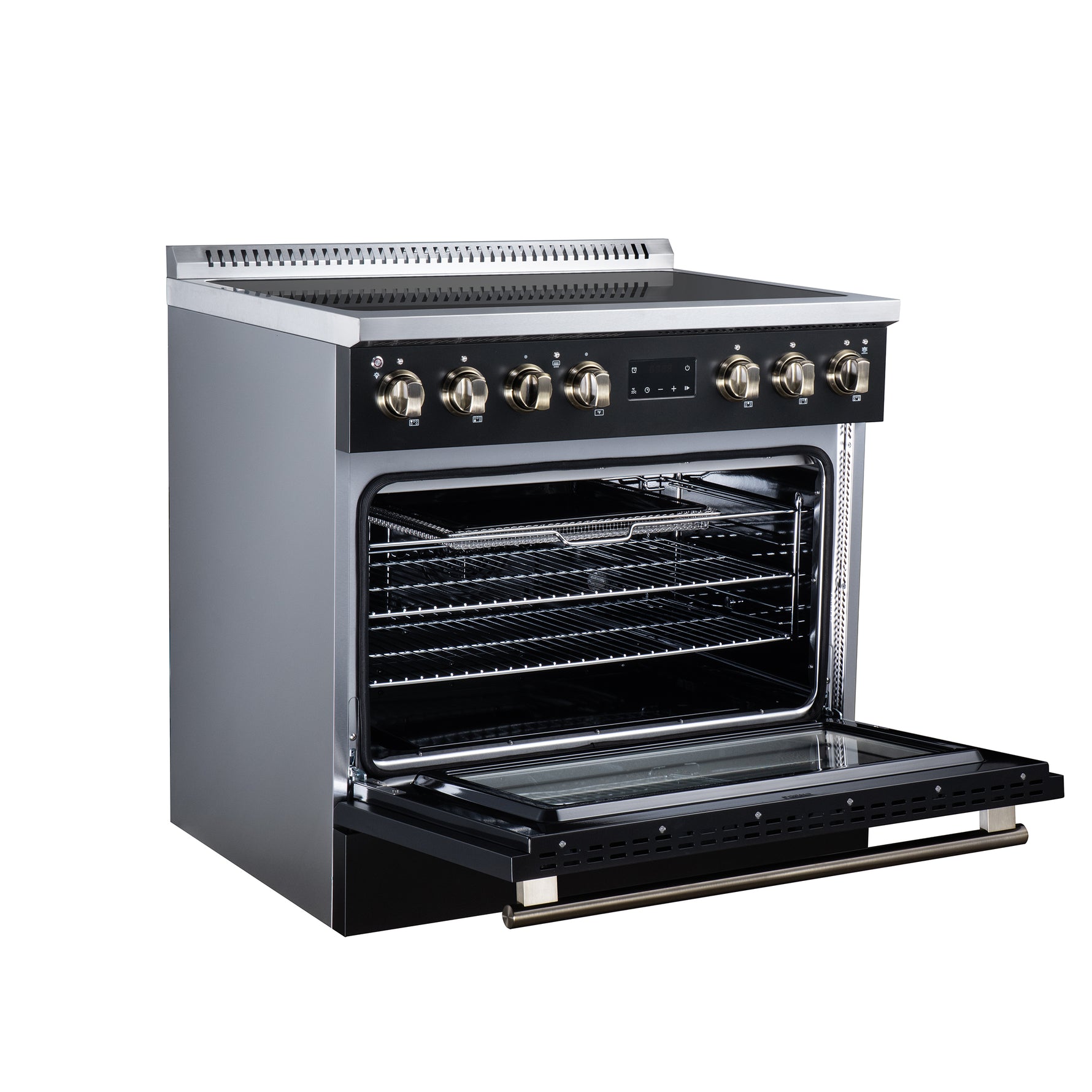 Torino 36 Inch Induction Range, 10,900W cooktop, 5.36 cf. True Convection Oven, Air Fry, Air Sous Vide, Smudge Resistant, Black
