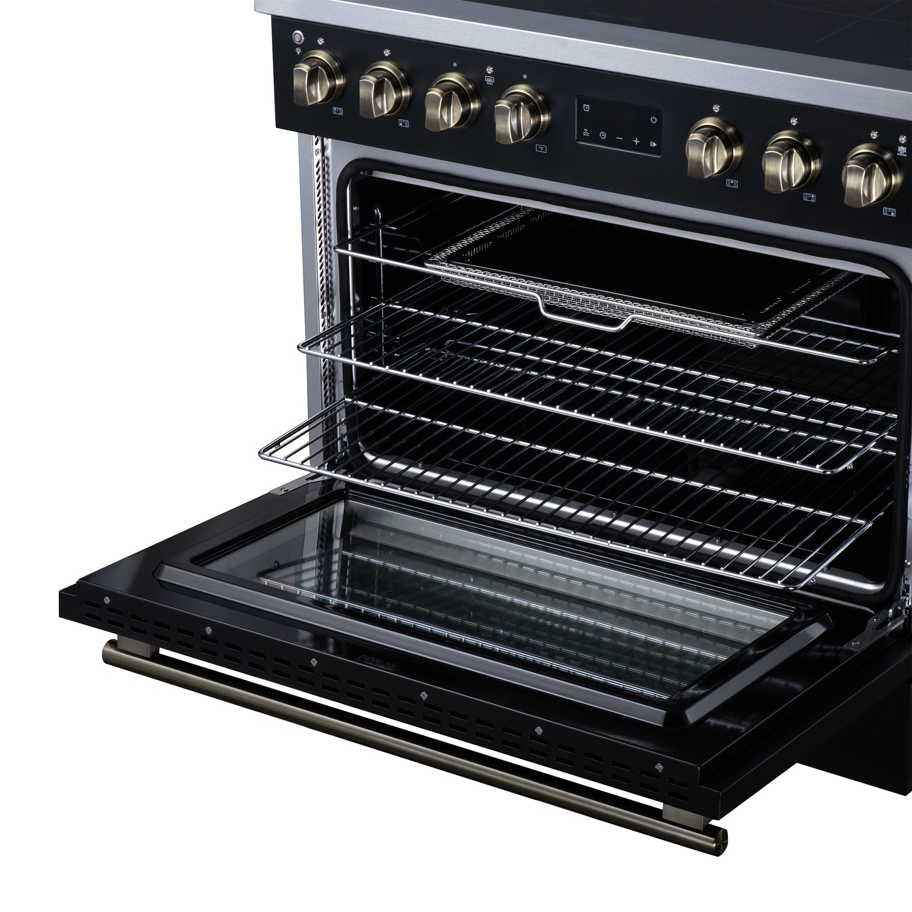 Torino 36 Inch Induction Range, 10,900W cooktop, 5.36 cf. True Convection Oven, Air Fry, Air Sous Vide, Smudge Resistant, Black