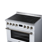 Torino 36 Inch Induction Range, 10,900W cooktop, 5.36 cf. True Convection Oven, Air Fry, Air Sous Vide, Smudge Resistant, White