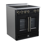Torino French Door 30 Inch Induction Range with Air Fryer, Air Sous Vide & True Convection, Dual Broiler, Black