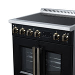 Torino French Door 30 Inch Induction Range with Air Fryer, Air Sous Vide & True Convection, Dual Broiler, Black