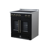 Torino French Door 30 Inch Induction Range with Air Fryer, Air Sous Vide & True Convection, Dual Broiler, Black