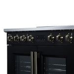 Torino French Door 36 Inch Induction Range with Air Fryer, Air Sous Vide & True Convection, Dual Broiler, Black