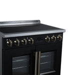 Torino French Door 36 Inch Induction Range with Air Fryer, Air Sous Vide & True Convection, Dual Broiler, Black