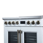 Torino French Door 36 Inch Induction Range with Air Fryer, Air Sous Vide & True Convection, Dual Broiler, White